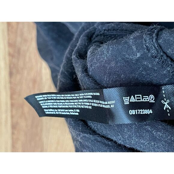 Free People Women's XS Black Shirt Semi-Sheer Button-Up Handkerchief-Hem Boho - Picture 5 of 11